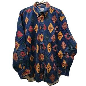 Vintage Southwestern Aztec Navajo Tribal Weastern Shirt By Mareh Mens Large